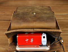 Mens Leather Small Belt Pouch Side Bag Waist Pouch COURIER BAG Holster Belt Case for Men