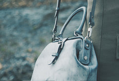 Handmade leather handbag doctor bag shoulder bag cossbody bag purse women