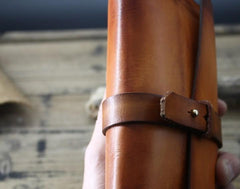 Handmade Leather Mens Brown Bifold Long Wallet Vintage Cool Clutch Wallet for Men