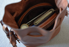 Genuine Leather bucket bag shoulder bag for women leather crossbody bag - EverHandmade