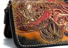 Handmade Leather Mahākāla Mens Chain Biker Wallet Cool Leather Wallet With Chain Wallets for Men