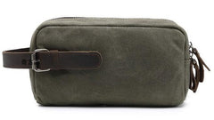 Cool Waxed Canvas Leather Mens Zipper Wristlet Bag Vintage Clutch Zipper Bag for Men