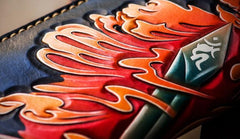 Handmade Leather Men Tooled Acalanatha Cool Leather Wallet Long Phone Clutch Wallets for Men