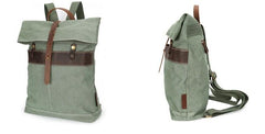 Cool Waxed Canvas Leather Mens Backpack Canvas Travel Backpack Canvas School Backpack for Men