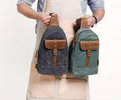 Cool Canvas Mens Sling Bag Sling Backpack One Shoulder Pack Chest Bag for men