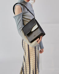 Stylish Leather White Black Womens Shoulder Bag Crossbody Bag Purse for Women