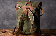 Green Canvas Mens Cool Backpack Large Travel Backpack Canvas Hiking Backpack for Men