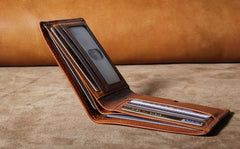 Handmade Genuine Leather Mens Cool Slim Leather Billfold Wallet Men billfold Wallets Bifold for Men