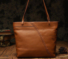 Fashion Handmade Brown Leather Tote Bag Shopper Bag Tote Purse For Women