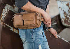 Vintage Leather Fanny Packs Mens Waist Bag Hip Pack Belt Bag for Men