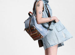 Vintage Canvas Leather Travel Bag Mens Backpack Canvas Canvas School Bag for Men