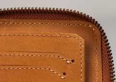 Vintage Leather Mens Small Wallet Zipper billfold Wallet for Men