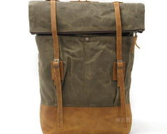 Cool Waxed Canvas Leather Mens Backpacks Canvas Travel Backpack Canvas School Backpack for Men