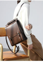Best Leather Satchel Laptop Backpack Bag - Annie Jewel