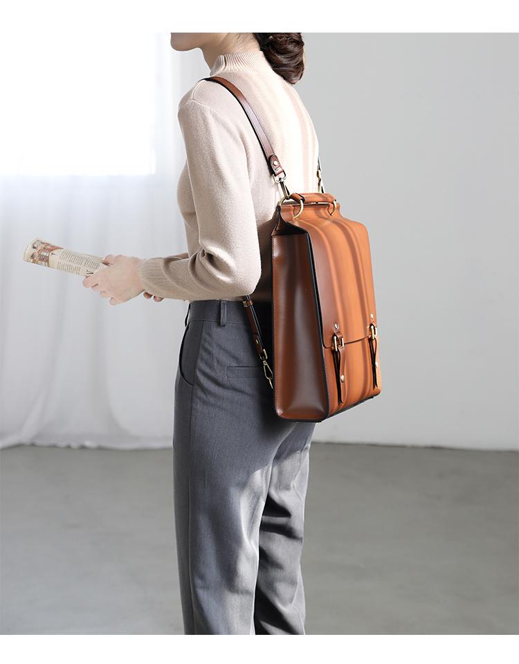 Leather satchel clearance backpack women's