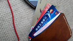 Handmade Leather Mens Slim Front Pocket Wallet Leather Small Wallets  for Men