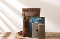 Coffee Leather Mens Cool Sling Bag Sling Shoulder Bags Chest Bags for men