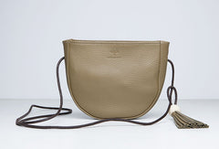 Genuine Leather Cute Crossbody Bag Circle Saddle Bag Shoulder Bag Women Girl Fashion Leather Purse