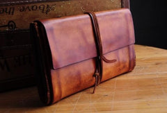 Handmade Leather Vintage Mens Long Wallet Cool Long Wallet for Men