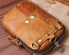 Leather Mens Belt Pouch Cell Phone Holster Waist Bag Shoulder Bag for Men