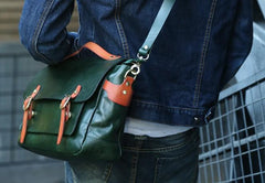Green Leather Mens Briefcase Messenger Bag Handbag Shoulder Bag for men