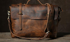 Handmade Leather Mens Cool Messenger Bag Briefcase Work Bag Business Bag Laptop Bag for men