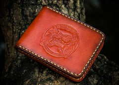 Handmade Leather License Wallet Tooled Mens billfold Wallet Cool Leather Wallet Slim Wallet for Men