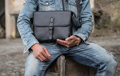 Cool Leather Mens Small Messenger Bag Side Bag Shoulder Bags for Men