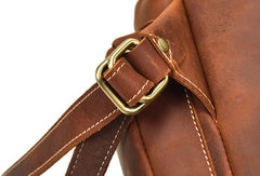 Genuine Leather Mens Cool Backpack Large Brown Travel Bag Hiking Bag For Men