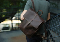 Leather Coffee Mens Backpack Cool Travel Backpacks Laptop Backpack for men