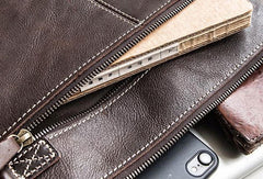 Handmade leather clutch bag wallet leather ipad case men Black long wallet