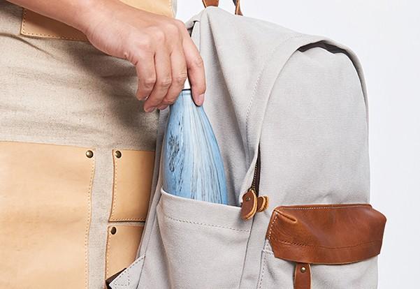 Cool Canvas Gray Mens Backpack Canvas Travel Bag Canvas School Bag for Men