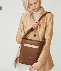 Stylish Leather Green Coffee Womens Bucket Purse Crossbody Bag Barrel Shoulder Bag for Women