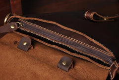 Vintage leather mens Small Messenger bag Shoulder Laptop bag Briefcases - EverHandmade