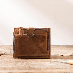 Cool Leather Mens Trifold Slim Front Pocket Wallets billfold Small Wallet for Men