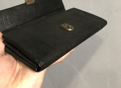 Handmade Genuine Leather Mens Cool Long Leather Wallet Phone Wallet Clutch Wallet for Men