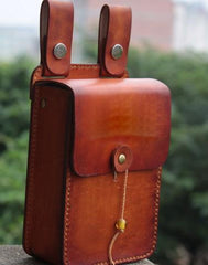 Handmade Leather Belt Pouch Mens Brown Waist Bag CIGARETTE Pouch for Men