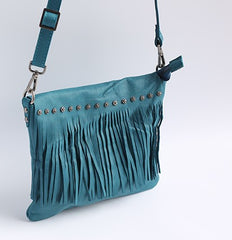 Vintage WOMENs LEATHER Tassels Shoulder Bag Handmade Crossbody Purse With tassels