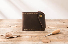 Handmade Leather Mens Small Wallets Bifold Slim billfold Front Pocket Wallet for Men