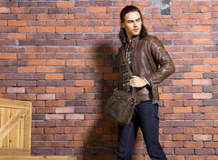 Cool Leather Vintage Mens Messenger Bags Small Shoulder Bags for Men