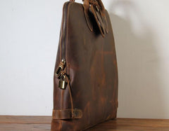 Handmade Leather Mens Cool Business Bag Briefcase Work Bag Laptop Bag for men