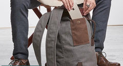 Cool Canvas Leather Mens Bucket Backpack Canvas Travel Bag Canvas Barrel Bag for Men