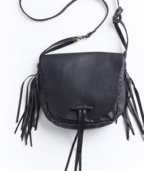 Stlyish WOMENs LEATHER Tassels Shoulder Bag Saddle Crossbody Purse With tassels