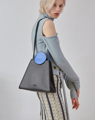 Stylish Leather triangular Black Womens Shoulder Bag Crossbody Bag Purse for Women
