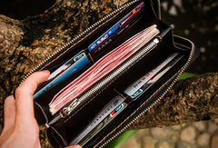 inside of Handmade leather Geneisha biker wallet 