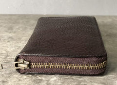 Genuine Leather Mens Cool Long Leather Phone Wallet Zipper Clutch Wallet for Men