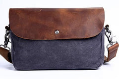 Mens Waxed Canvas Leather Small Side Bag Canvas Messenger Courier Bags for Men