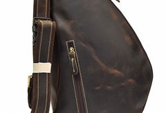 Genuine Leather Cool Chest Bag CrossBody Sling Bag Travel Bag Hiking Bag For Men