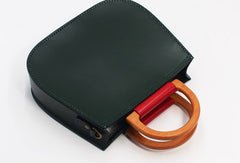 Handmade Leather Round Bag Crossbody Bag Shoulder Bag Purse for Women Leather Bag