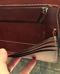 Handmade Leather Tooled Skull Mens Chain Biker Wallet Cool Leather Wallet Long Wallet for Men